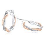 Sterling Silver Hoop Earrings,Rosegold Hoop Earrings for Women-Hypoallergenic Silver Earrings,Cubic Zirconia Huggies Earings for Girls,20mm Hoops Earrings for Girls lady