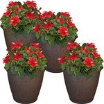 Sunnydaze Anjelica 24" Double-Walled Polyresin Outdoor Planter with UV-Resistant Rust Finish - Set of 4