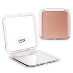 Compact 15X Magnifying Makeup Mirror for Travel, Small Pocket Mirror-Handheld, Foldable & Portable 2-Sided with 15X Magnifying and 1X Mirror for Purses - Square 3.3 x 3.3 inch (Rose Gold)