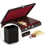 Yellow Mountain Imports Chinese Mahjong Game Set, Jet Set - with 148 Small-Size Black Tiles and Wooden Case, Wooden Spinner, Dice, and Scoring Sticks (for Chinese Style Game Play)