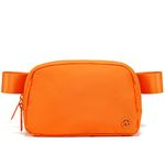 Pander Double Zipper Fanny Pack Nylon Everywhere Belt Bag, Fashion Waist Packs for Women with Adjustable Strap, 1L. (Dark Orange)