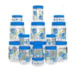 GPET Print Magic Container Blue Pack of 15-1500ml (3 pcs), 1000ml (3 pcs), 450ml (3 pcs) 200ml (3 pcs), 50ml (3 pcs) Plastic Grocery Container | Home Kitchen Container | Plastic Jar Set