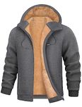 UMIPUBO Mens Hoodies Fleece Hoodie Sweatshirt Zip Up Sherpa Lined Jackets Thermal Long Sleeve Thick Warm Coats Casual Winter Hooded Outerwear with Pockets for Men (Dark Grey, L)