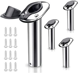 Croch 4 Pack of Boat Rod Holders with Screws, Stainless Steel Rod Holders Rubber with Cap, Liner, Gasket(15/30/90 Degree)