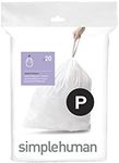 simplehuman Code P Custom Fit Drawstring Trash Bags, 50 -60 L / 13-16 Gallon, 1 Refill Pack (20 Count)