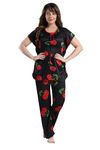 COLOR MAGIC Women's Satin Kaftan Printed Night Suit | Lounge Wear | Night Dress | Pyjama Set - Apple Print - Size-3XL