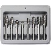 Carbide Burr Set JESTUOUS 1/4 Inch Shank Diameter Double Cut Edge Rotary File Polishing Carving Tool for Die Grinder Drill Bits,8pcs