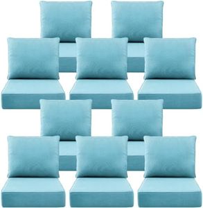 Luxury 6" Outdoor Cushions for Patio Furniture, 24x24x6" Thick Seat Cushion Set of 10, Fade Resistant Couch Chair Replacement Cushions High Density Deep Wicker Chair Cushion w/ Removable Cover, Teal
