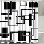 Morden Style Fabric Shower Curtain for Bathroom - Geometric Pattern Bathroom Decoration Cloth Shower Curtain Set with 12x Hooks, Thicken Wovened Fabric,71x71 Inches