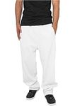 Urban Classics Men's Sweatpants Drawstring Joggers Sport Trousers with Elastic Waist Tracksuit Trousers Elasticated Zipped An, White, M