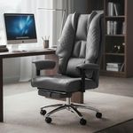 Drogo Monarch Pro Ergonomic Office Chair for Work from Home 400LBS | Computer Chair for Study with High Back, Cushion Seat, Armrest, Head & Lumbar Support | Gaming Chair with Footrest & Recline (Grey)