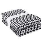 Candy Cottons Kitchen Towels Black and White Kitchen Classic Dish Towels Dishcloths Set Kitchen Rags|Houndstooth Weave Design Pantry Drying Hand Towels Reusable Cotton 18x28 Inch Spring Decor Set of 3