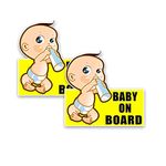 2 Pcs Reflective Baby on Board sign for Car, Reflective Kids Safety Warning Sticker, Baby on Board Signs for Car Window Cling Waterproof/Weatherproof (B1)