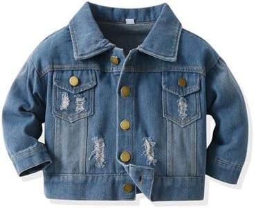 Feidoog Baby Boys Denim Jacket Toddler Button Down Long Sleeve Lightweight Coat Outerwear,Dark Blue,3-4T