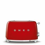 Smeg Toaster, 2 Wide Slot, Original Italian Brand, Patented Smeg Color, Auto Center for Even Browning, Smart Crumb Tray Drawer, Multi-Use: Defrost, Reheat & Bagel, 6 Toast Level, 950W (Red)
