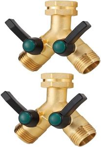 Garden Hose Splitter High Flow, Y - Distributor, Heavy Duty Solid Brass 3/4” GHT Inlet, Garden Faucet Diverter, Full Flow Outdoor Hose Adapter Connector (2 Pack)