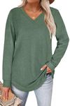 Womens Sweaters Long Sleeve Casual Loose Fitting Shirts for Ladies Green XXL