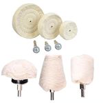 Buffing Polishing Wheel For Drill - White Polishing Wheel Cone/Column/Mushroom/T Shape 2/3/4 inch Wheel Grinding Head With 1/4'' Handle For Manifold/Aluminum/Stainless Steel/Chrome,6Pcs