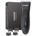 MANSPOT Ball Trimmer for Men, Private Part Hair Trimmer, Pubic Hair Trimmer & Body Groomer, Ceramic Blade, IPX7 Waterproof Wet & Dry, Rechargeable Body Trimmer for Balls, Groin, Legs & Intimate Areas