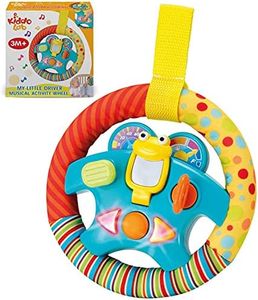 KiddoLab Steering Wheel Toy with Music,Lights,Sounds & Flip Up Mirror - Crib & Stroller Toys with Soft Fabric and Velcro Tap for Easy Attachment. Car Seat Toys for Babies and Toddlers. Ages 3 Months+