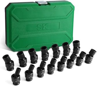 SK 1/2" Drive Universal Swivel Impact Socket Set, Metric Socket Set, 15-Piece, Premium CR-MO Steel, SureGrip 6 Point Design, with Storage Case