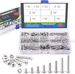 Glarks 150Pcs M5 Stainless Steel Button Head Hex Socket Head Cap Bolts Screws Nuts Assortment Kit