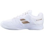 Babolat Women's SFX3 All Court Wimbledon Tennis Shoes, White/Gold (US Women's Size 7.5)