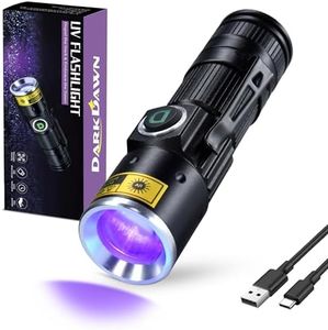 DARKDAWN UV 395nm Light Flashlights USB Rechargeable Ultraviolet LED Blacklight Mini Wood’s Lamp Portable Blacklight for cat Urine Detection Dry Stains, Uranium Glass, Leak Detection, D15 395 nm