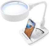 iMagniphy 8X Desktop Magnifying Glass with Powerful LED Light, Extra Large 5.5 Inch Lens and Sturdy Desk Lamp, Light Stand and Magnifier for Close Work, Reading, Hobbies, Crafts, Reading, Sewing