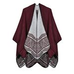 Anxingo Women's Poncho Cape Stylish Cloak Scarf Shawl Oversize Shawl Wrap for Women (Lace Burgundy Red)