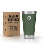 Hop Hero 3 for 2 Offer Insulated Beer Mug. Stainless Steel Camping and Travel Ale Tumbler. Double Layered Metal Pint Tumbler Cup with Lid. 16oz (Sage Green)