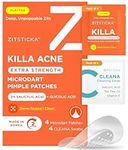 ZitSticka KILLA ACNE Extra Strength patches. 4 pack of fast-acting pimple patches for face and skin. Self-dissolving microdarts start working within 2 hours on deep, early-stage, unpoppable zits.