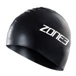 ZONE3 Men's and Women's Silicone Swim Cap - 48g (Black) For Open Water and Pool Swimming