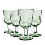 Bormioli Rocco Romantic Wine Glasses Set - Vintage Italian Cut Glass Goblets - 320ml - Green - Pack of 12