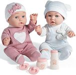 Enjoyin 12'' Twins Baby Doll Playset with Accessories Includes Boy and Girl Dolls, 2 Powder Bottles, and 2 Pacifiers, Ideal Gift for Children Age 3+