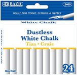 BAZIC Products White Chalk, Standard Size Blackboard Chalkboard Chalks, Great Game Activity for Kids, Art Teacher Office School Home (24/Pack), 24-Packs