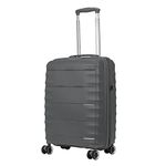 Rocklands London Expandable Suitcase 4 Wheel Spinner Hard Shell Suitcase Lightweight Luggage TSA Lock PP08 (Grey, Small (H55 x L39 x W23 cm))