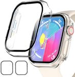 Meyaar 2 Pack Hard Case for Apple Watch Series 10 (42mm) Screen Protector, Tempered Glass Bumper Anti-Scratch HD Ultra-Thin Protective Face Cover for iWatch Series 10 (Clear, 42mm (Series 10))