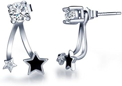 Unendlich U 925 Argent Zircone Cubique Jackets Boucle d'oreilles Femme/Fille Noir Etoile Clous d'oreilles (Multiples Styles de Port)