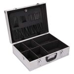 Queiting Flight Case Aluminium Tool Case 460 x 340 x 150mm Maintenance Case with Elastic Bands Individual Compartment Division Lockable Storage Toolbox for Clamping and Screwdriving Tools
