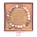 40th Birthday Gifts for Women, Natural Stone Beaded Bracelets For Women With Message Card & Gift Box, Birthday Bead Bracelet for Mom Wife Grandma Nana Aunt Sister Friend (40th Birthday)