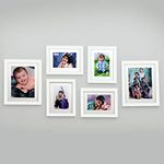 AJANTA ROYAL set of 6 Individual Photo Frames (4-6x8 and 2-8x10 Inch)-Black : A-89A (White)