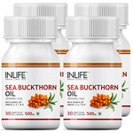 INLIFE Sea buckthorn Seed Oil (500mg) Omega 3,6,7,9-30 Vegetarian Capsules Supplement (Pack of 4, 120)