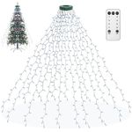 aneeway Christmas Tree Lights Cold White, 400LED 2m 16 Strands 8 Modes Christmas String Lights Christmas Decorations Xmas Lights with Memory and 8 Lighting Modes for Indoor Outdoor Decoration