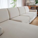 QIANMEW Couch Cushion Covers,Comfort Soft Magic Sofa Covers Washable Stretch Resistant for Chair Cushion Couch Furniture Protectors for Pets Sectional Slipcovers(Chair Cushion,Ivory)