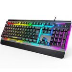 TECKNET RGB Gaming Keyboard, 105 Keys, All-Metal Panel, 15-Zone RGB Illumination, Backlit Quiet Computer Keyboard, Wrist Rest, 25 Anti-ghosting Keys, IP32 Water & Dust Resistant USB Wired Keyboard