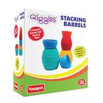 Funskool Giggles - Stacking Barrels, Stacking toy for kids, Blocks with Animals, Colour sorting, ,Stack and Nest, 12 months & above, Infant and Preschool Toys