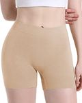 Slip Shorts for Under Dresses, Women Seamless Smooth Anti Chafing Shorts Boyshorts Underwear Panties (Nude-S)