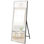 Vasemouh 165x51 CM（65x20 in） Full Length Mirrors，Black Long Large Mirror for Wall Hanging or Floor Free Standing, for Bathroom Living Room Bedroom-Square Tube Bracket