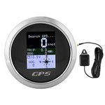 GPS Speedometer, 85mm Speedometer GPS Car Boat Engineer Stainless Waterproof Digital Gauges[Black Dial]